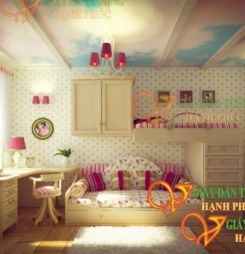 Hoàn thiện không gian – giấy dán tường cho trần nhà