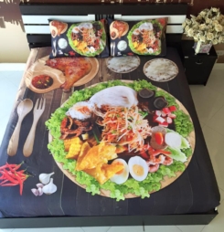 Thật đặc biệt ga trải giường là những món ăn